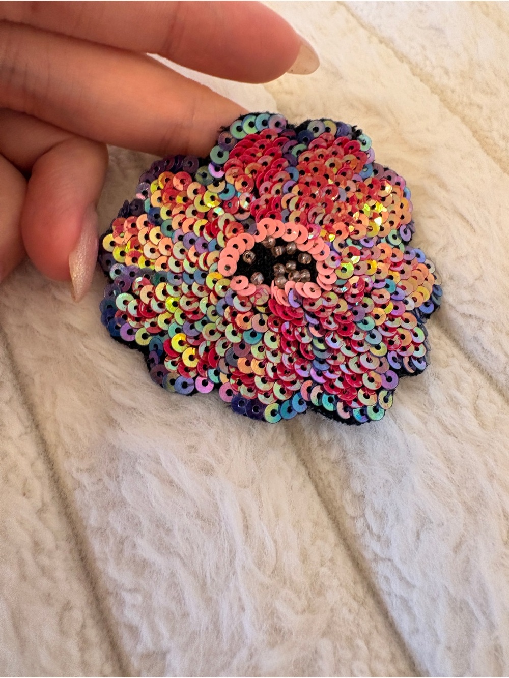 Vintage Betsey Johnson Sequin Flower Brooch - Multicolor